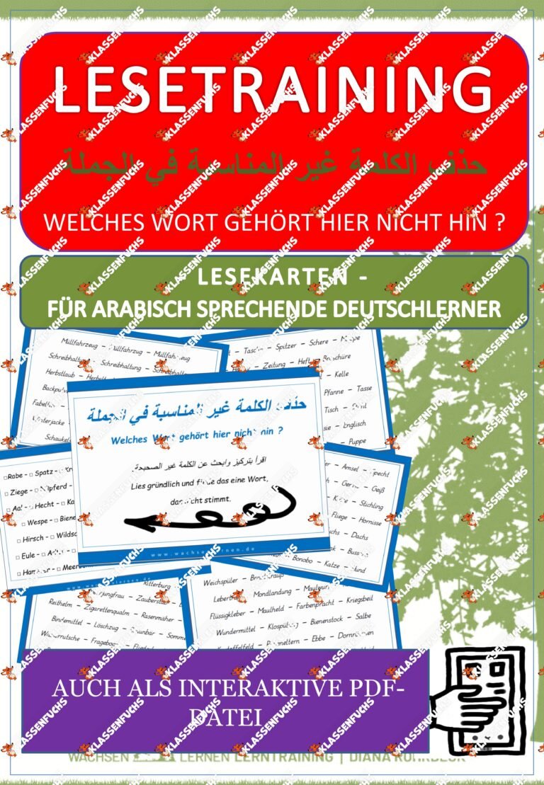 DaF Arabisch: Welches Wort passt nicht – Lesekarten interaktiv